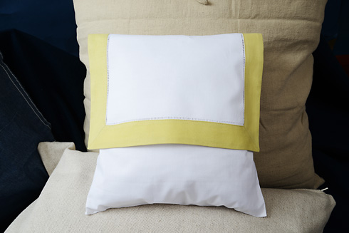 Hemstitch Baby Square Envelope Pillow 12" SQ. Chardonnay color